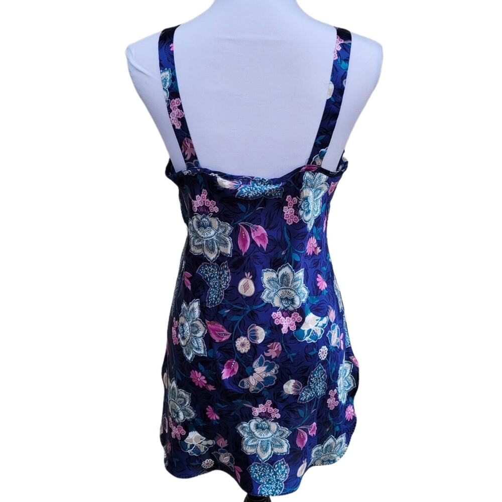 Vintage California Dynasty Blue Floral Chemise Slip Dress Nightie size Small - Picture 3 of 14